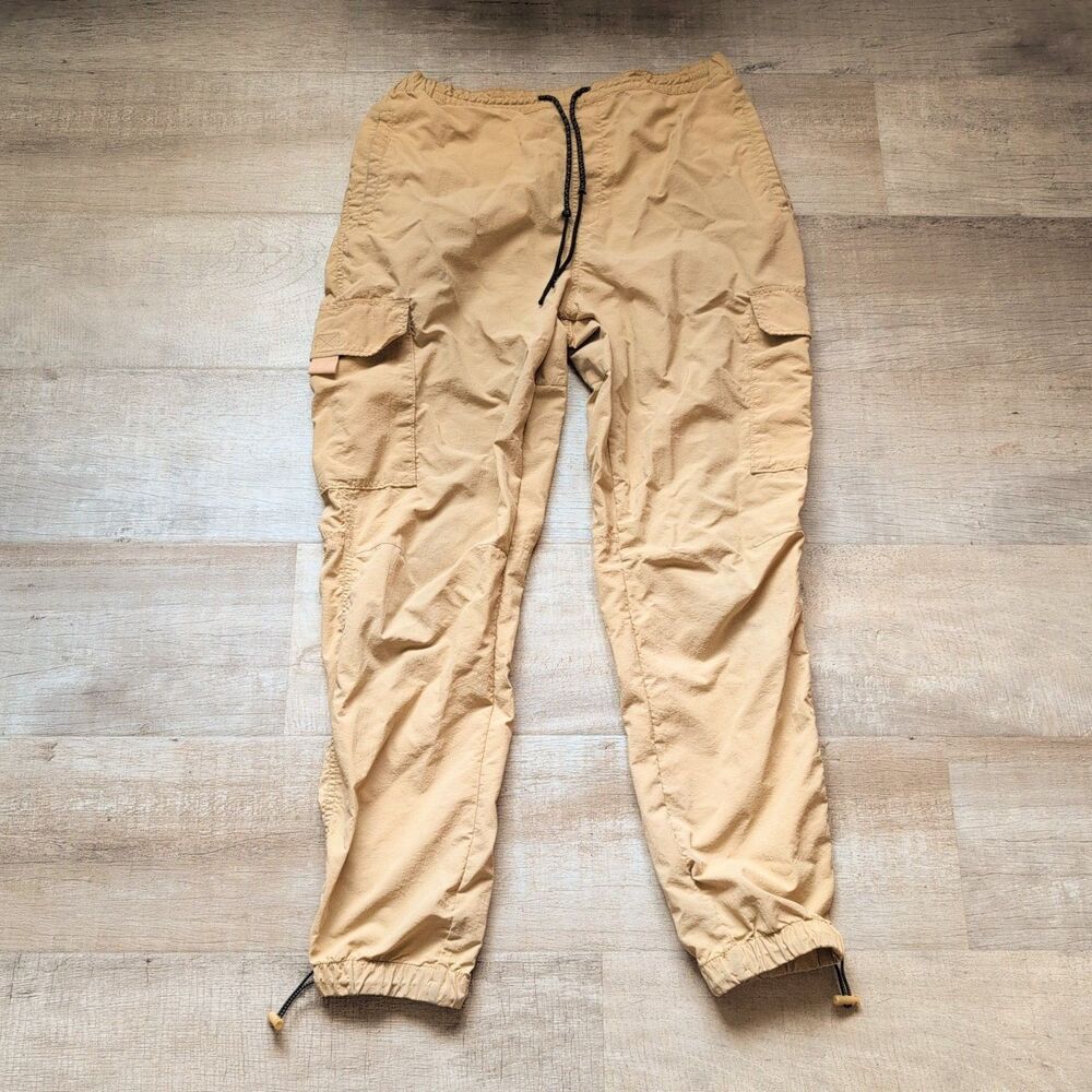 Lckr Pants Men L Cargo Elastic Drawstring Waist Parajumper Utility Nylon Tan